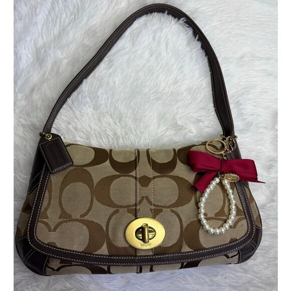 Vintage COACH y2k Brown Signature Canvas Jacquard Ergo Shoulder Bag - Picture 12 of 12